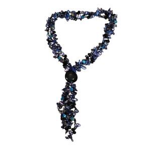 Substantial, Heavy, Unique Purple & Blue Shell & Bead Runway Statement Necklace
